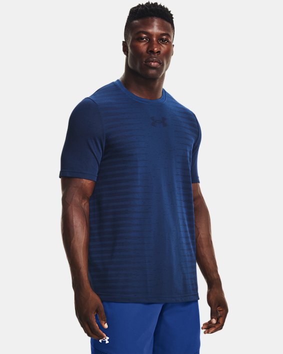 Men's UA Seamless Wordmark Short Sleeve, Blue, pdpMainDesktop image number 0